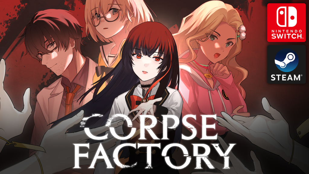 The key art for the visual novel CORPSE FACTORY, by River Crow Studio
